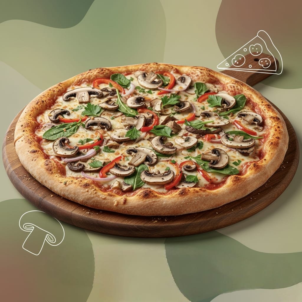 MUSHROOM PIZZA & VEG MEDIUM SIZE