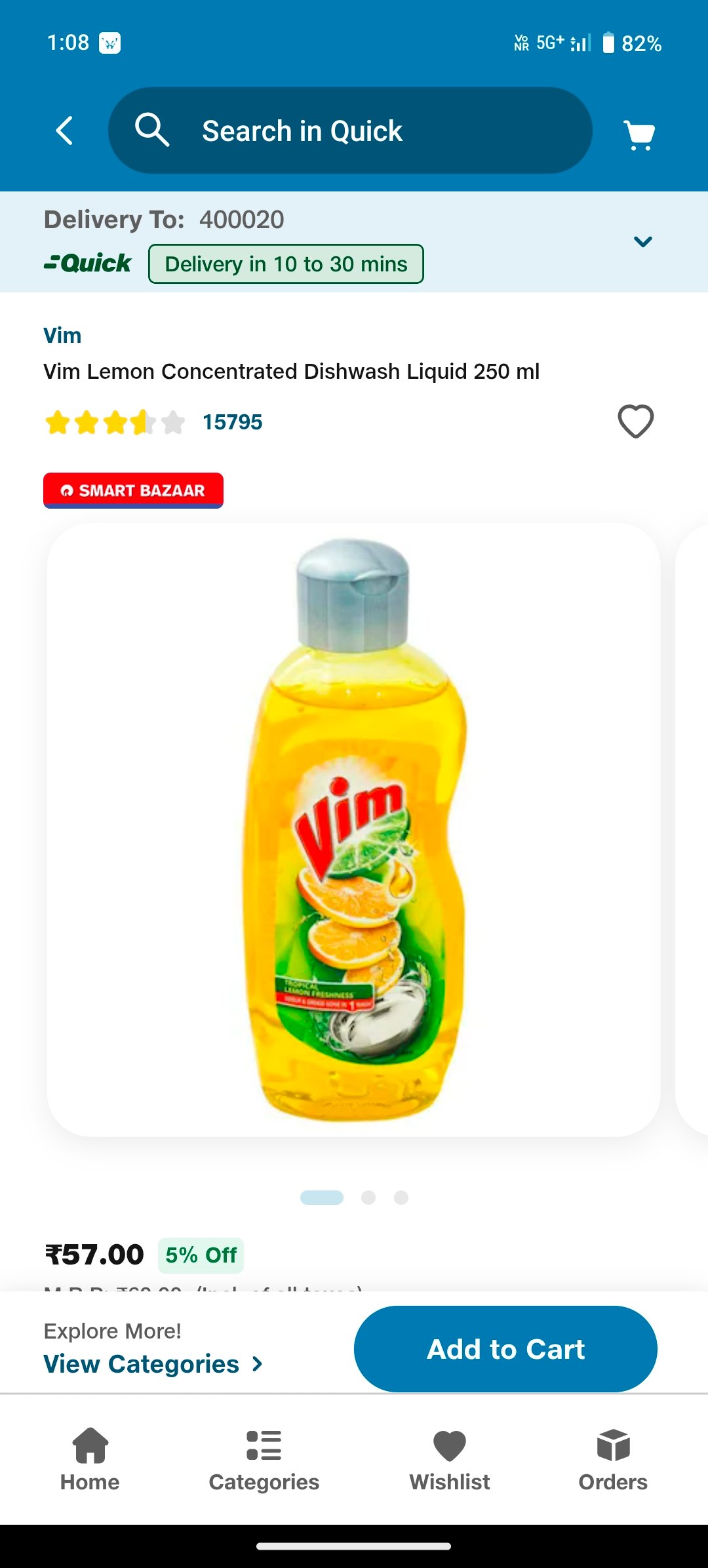 Vim Lemon Concentrated Dishwash Liquid